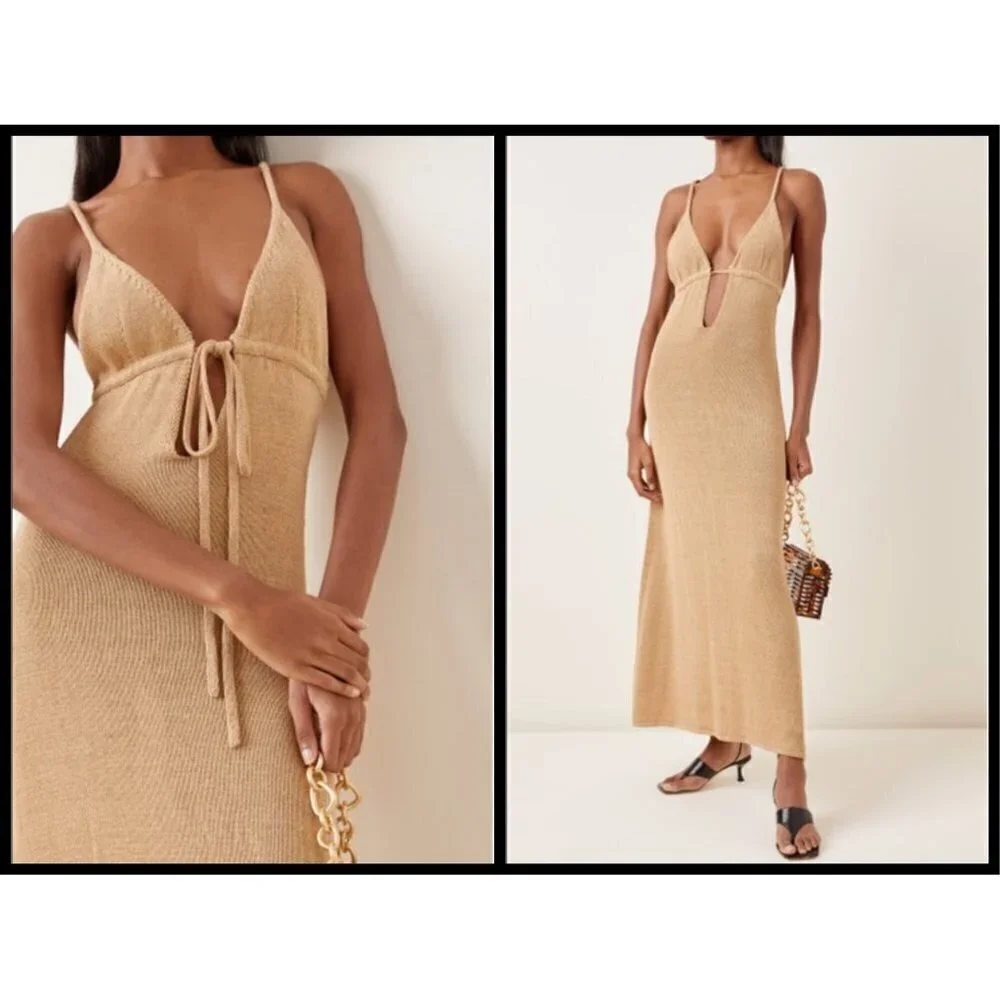 Cult Gaia Women's Kingsley Knit Dress - Light Camel - Size Medium Cult Gaia Women's Kingsley Knit Dress - Light Camel - Size Medium